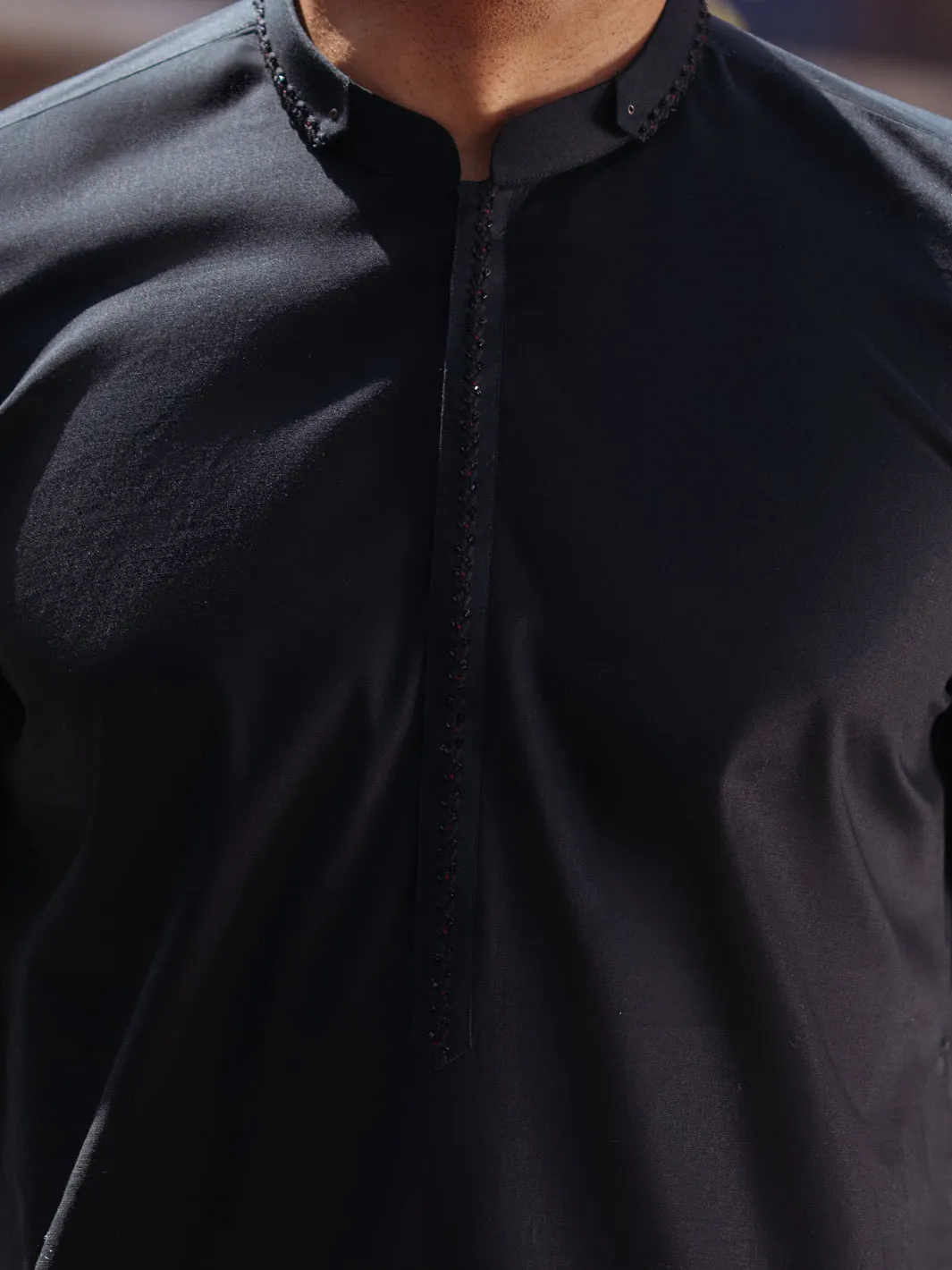 BLACK COTTON KURTA | AL-K-1264B/AM-6236B sold by Junaid Jamshed product image thumbnail 5