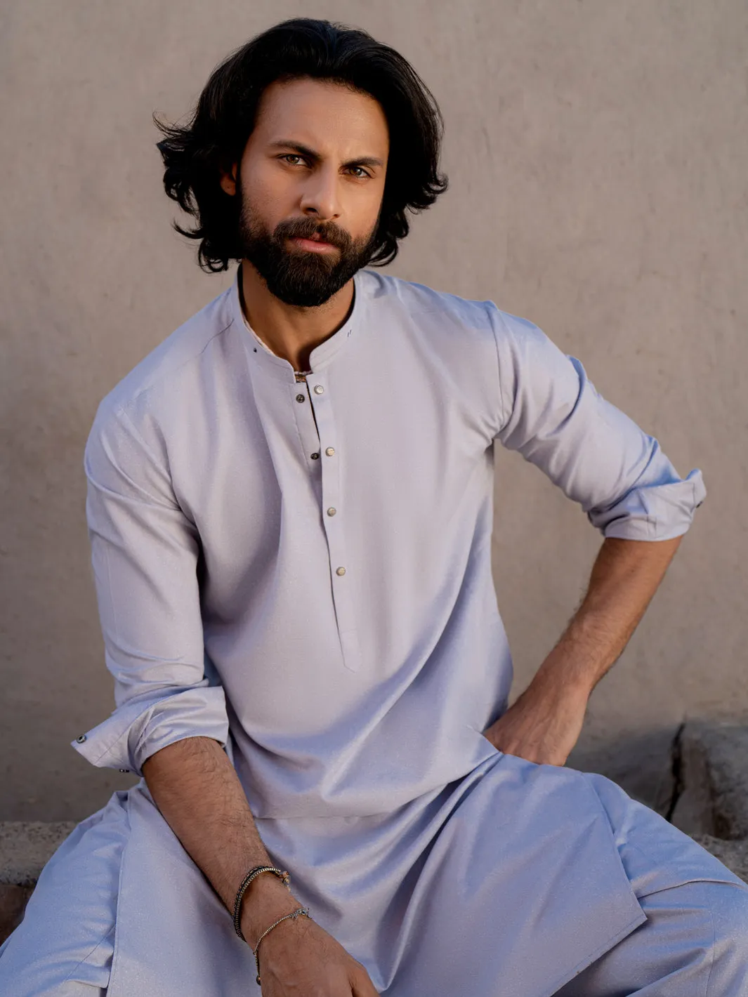 SKY BLUE BLENDED KAMEEZ SHALWAR | AL-KS-3209/AM-6291C sold by Junaid Jamshed product image thumbnail 2