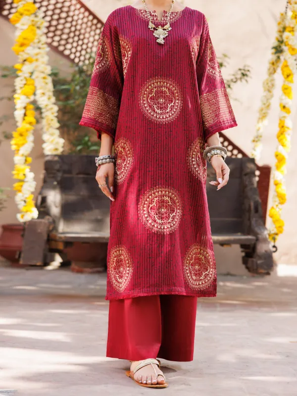 MAROON DOBBY KURTI | AL-LK-1061/FB-1061A sold by Junaid Jamshed
