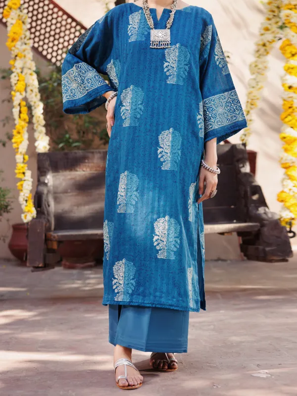 BLUE DOBBY KURTI | AL-LK-1060/FB-1060A sold by Junaid Jamshed