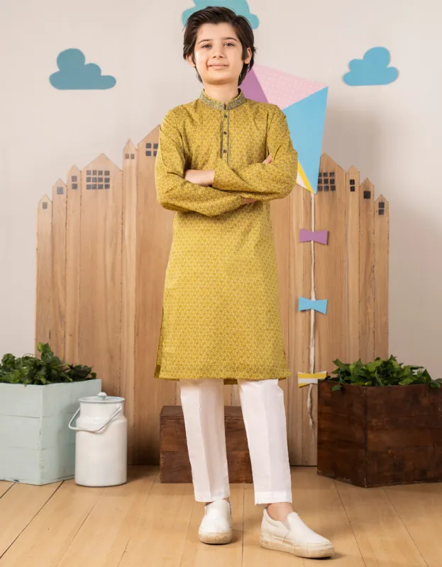 YELLOW LEMON COTTON KURTA | JCK-S-46693/S25/JJ97 sold by Junaid Jamshed
