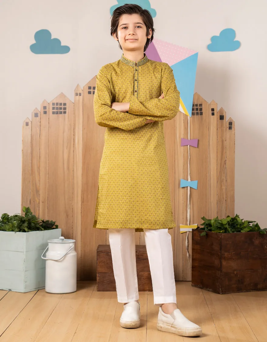 YELLOW LEMON COTTON KURTA | JCK-S-46693/S25/JJ97 sold by Junaid Jamshed