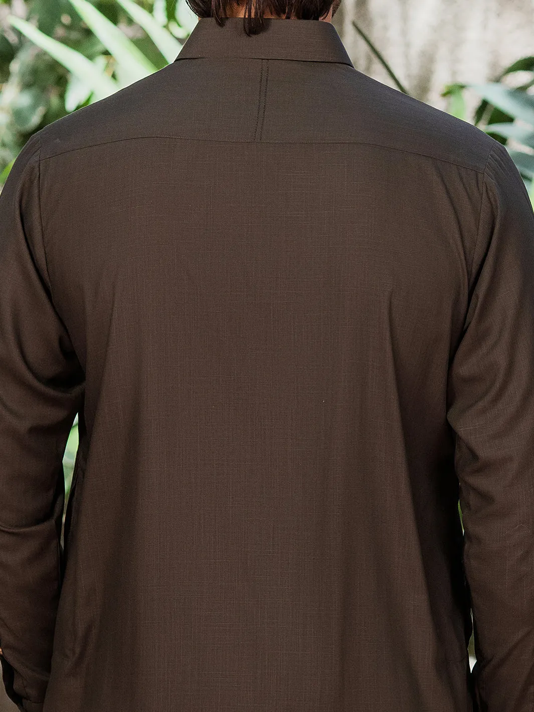 OLIVE GREEN BLENDED KAMEEZ SHALWAR | ALWA-KS-530/AM-6289D sold by Junaid Jamshed product image thumbnail 5