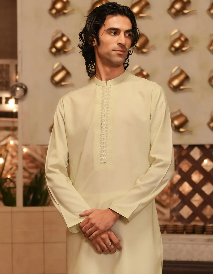GREEN BLENDED KURTA | JJK-A-47433/S25/JJ9846-SF sold by Junaid Jamshed product image thumbnail 4
