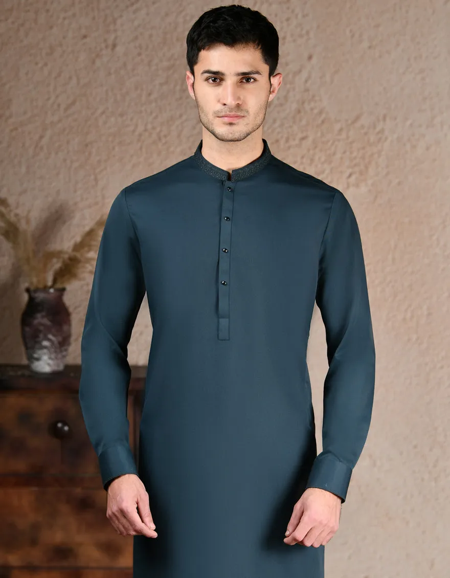 DARK GREEN BLENDED KURTA TROUSERS | JJKP-A-33270/S25/JJ9579-SF sold by Junaid Jamshed product image thumbnail 2