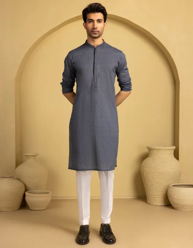 GREY COTTON KURTA | JJK-S-33300/S25/JJ97 sold by Junaid Jamshed