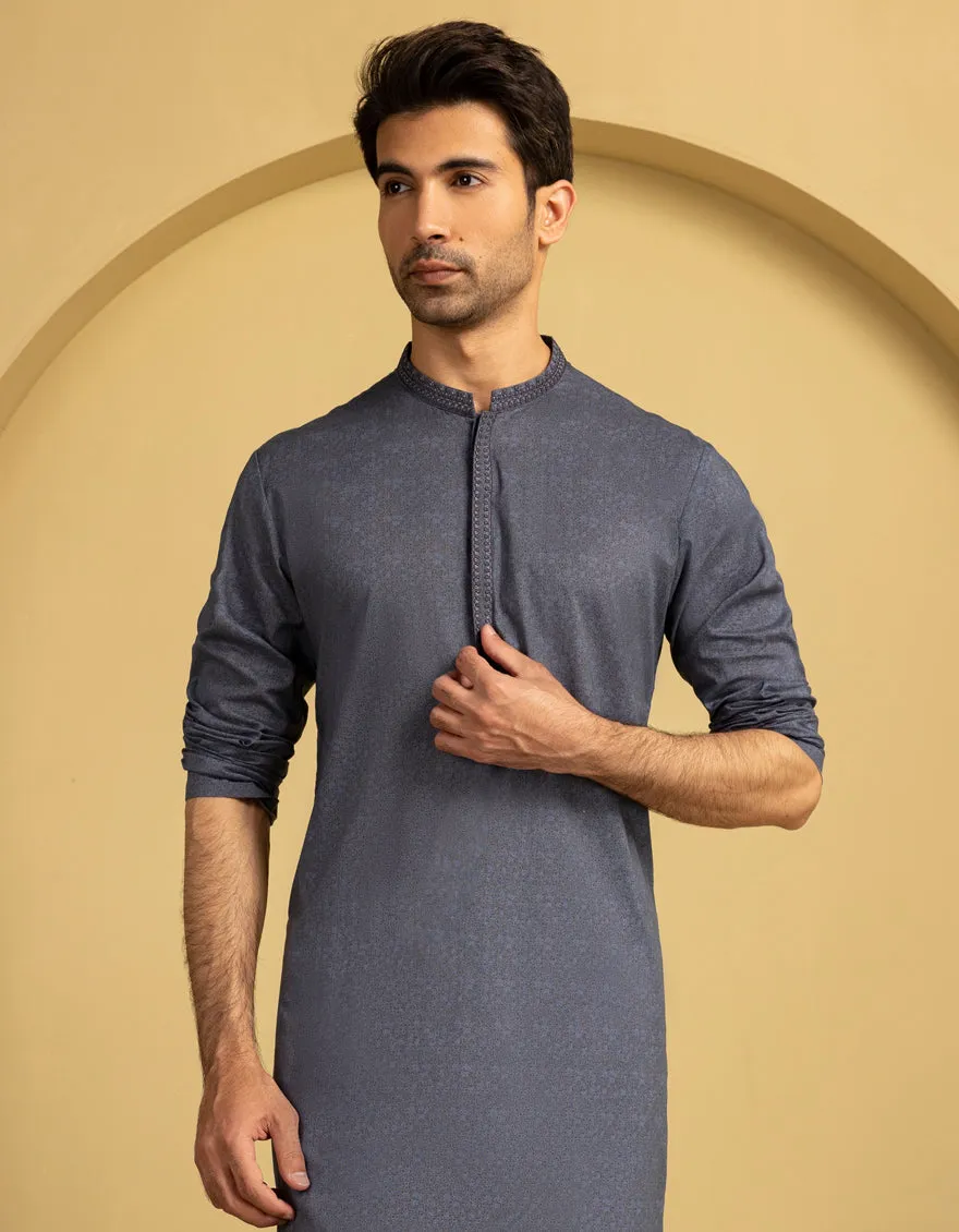 GREY COTTON KURTA | JJK-S-33300/S25/JJ97 sold by Junaid Jamshed product image thumbnail 2