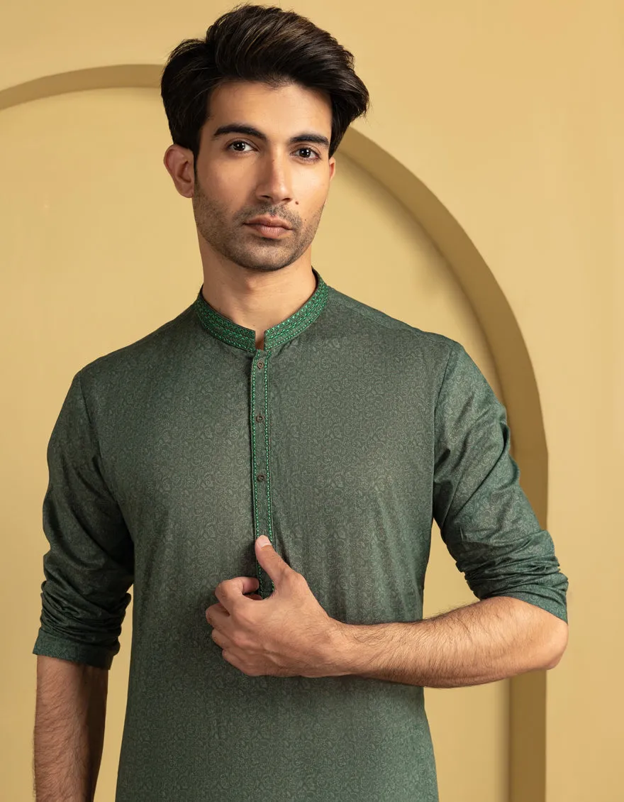 GREEN COTTON KURTA | JJK-S-33301/S25/JJ97 sold by Junaid Jamshed product image thumbnail 4