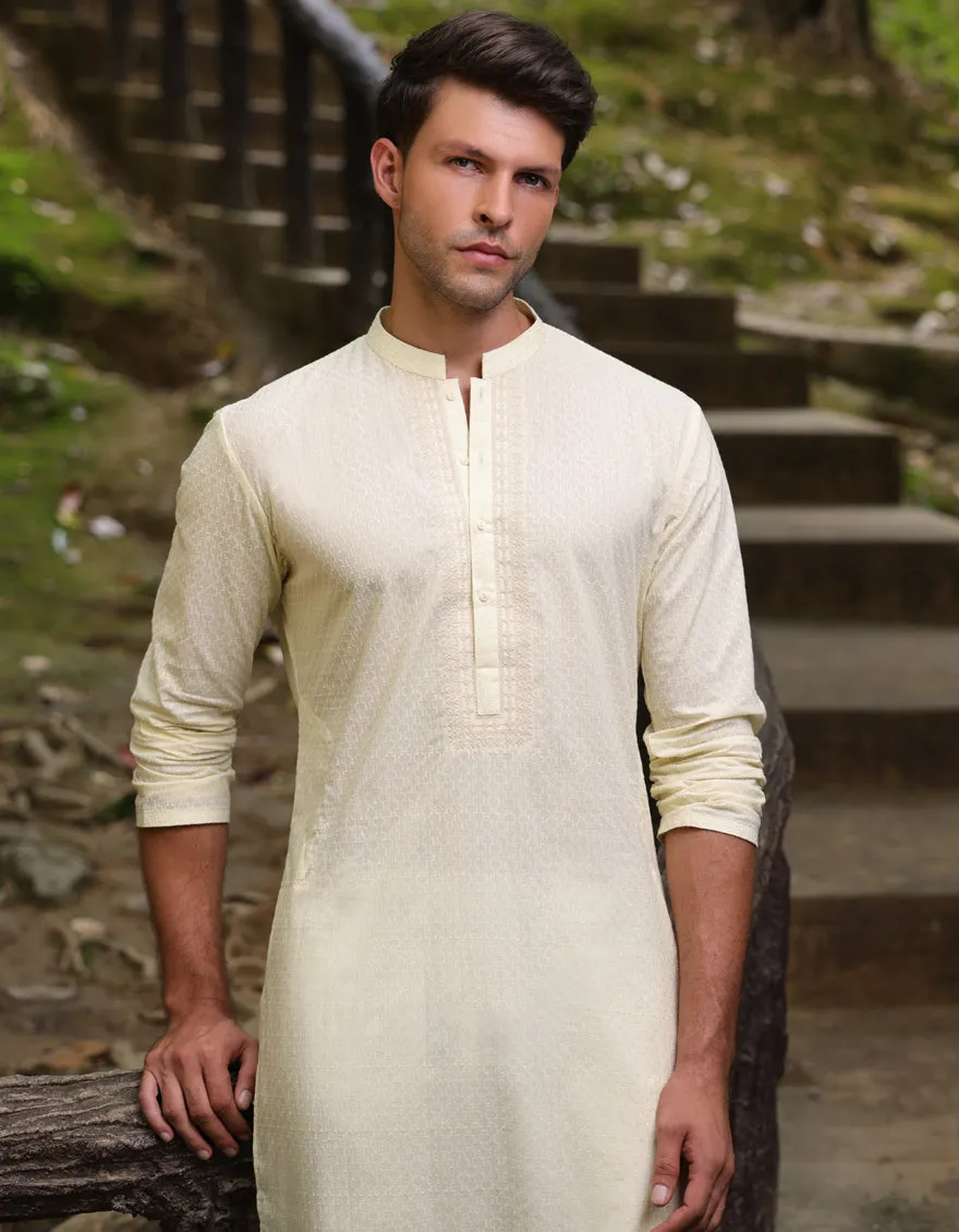 WHITE COTTON KURTA | JJK-S-34951/S25/JJ97 sold by Junaid Jamshed product image thumbnail 3