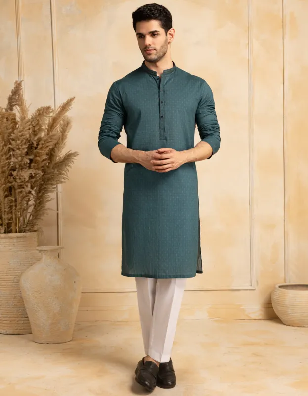 BLUE COTTON KURTA | JJK-S-47395/S25/JJ97 sold by Junaid Jamshed