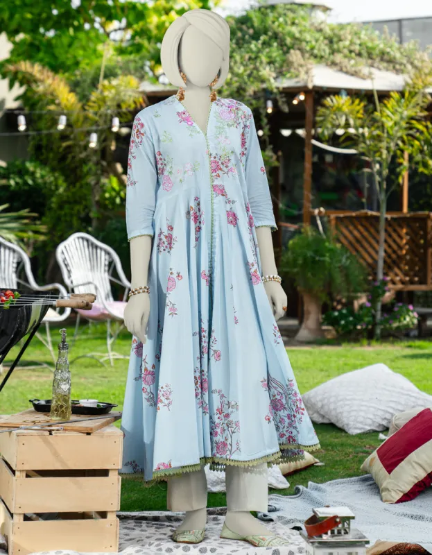 BLUE COTTON LAWN KURTI | JJLK-S-JSS-25-454 FB sold by Junaid Jamshed