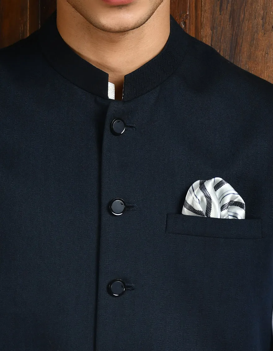 BLUE SUITING WAISTCOAT | JJVC-A-27381-R12-A sold by Junaid Jamshed product image thumbnail 3