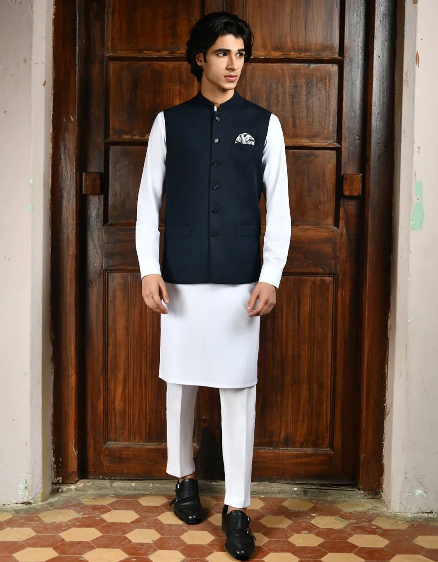 BLUE SUITING WAISTCOAT | JJVC-A-27381-R12-A sold by Junaid Jamshed product image thumbnail 2