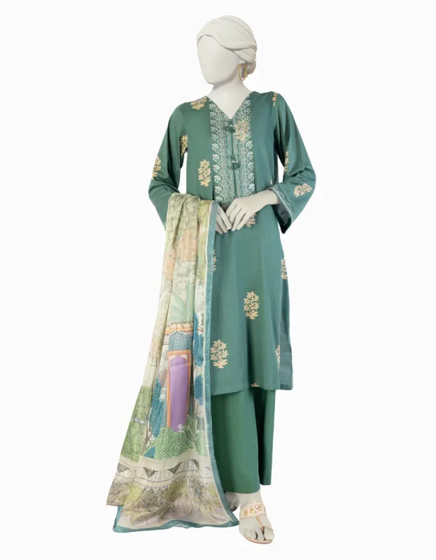 GREEN LAWN 3PC UNSTITCHED | JLAWN-S-25-906 MUGHA sold by Junaid Jamshed