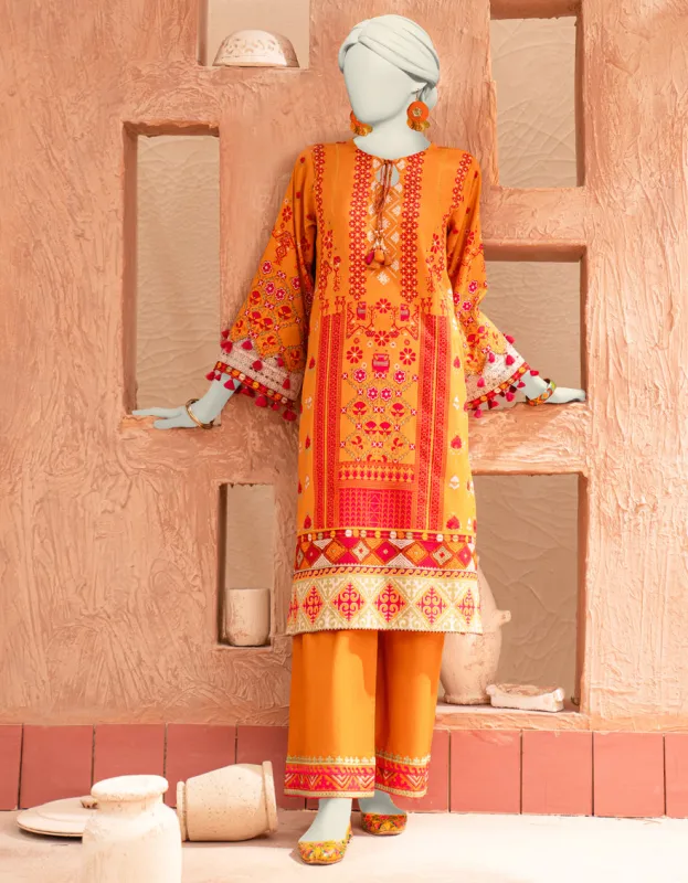 MUSTARD CAMBRIC 2PC UNSTITCHED | JLAWN-S-JST-25-2075 sold by Junaid Jamshed