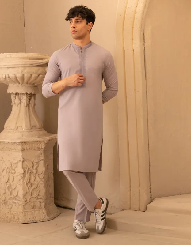 GREY BLENDED KURTA TROUSERS | JTKP-A-46684/S25/JJ10032-SF sold by Junaid Jamshed