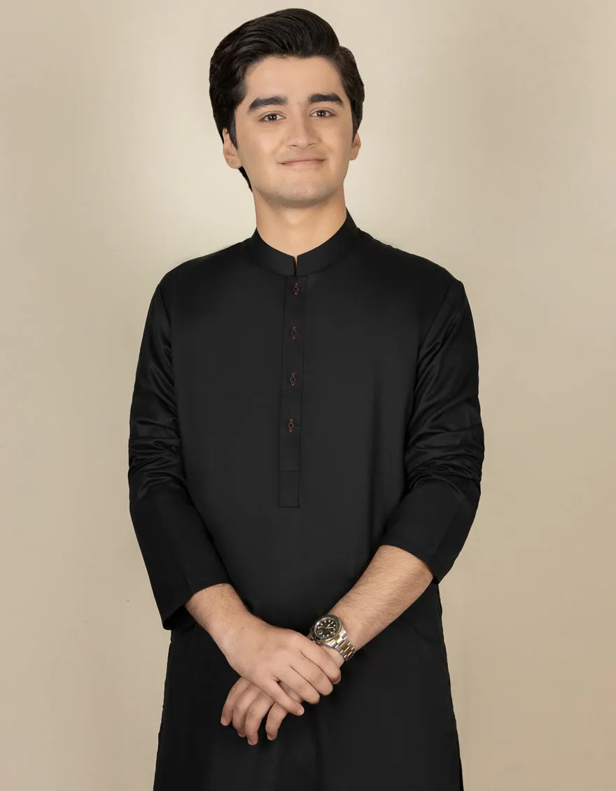 BLACK BLENDED KAMEEZ SHALWAR | JTKS-A-40200-R17-AP/ sold by Junaid Jamshed product image thumbnail 2