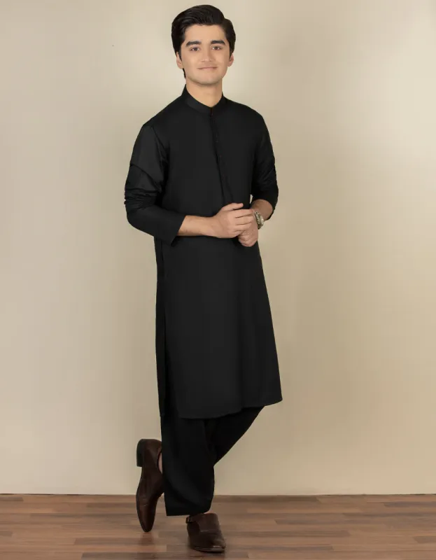 BLACK BLENDED KAMEEZ SHALWAR | JTKS-A-40200-R17-AP/ sold by Junaid Jamshed