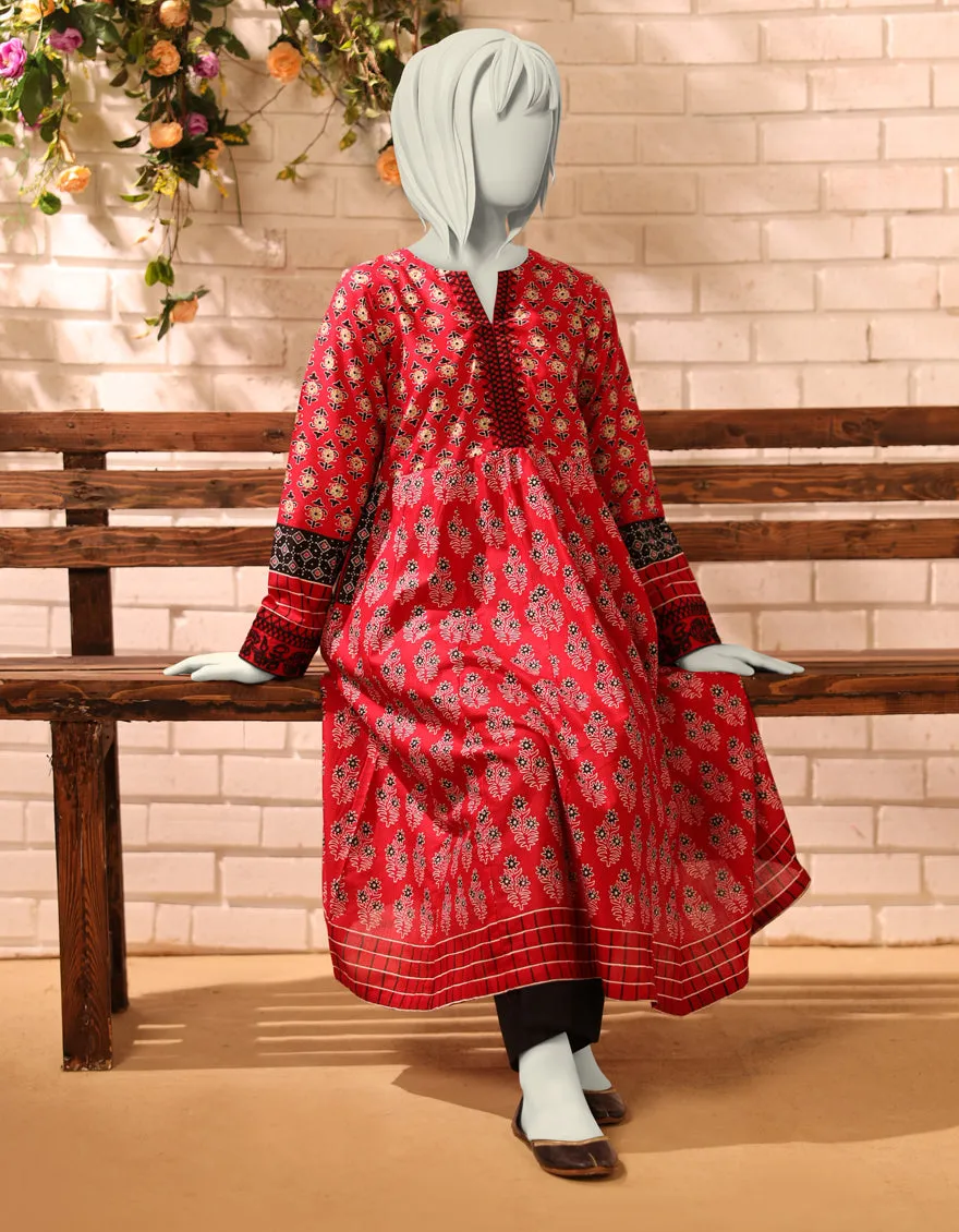RED LAWN KURTI | JYGK-S-JTS-25-4060 F sold by Junaid Jamshed