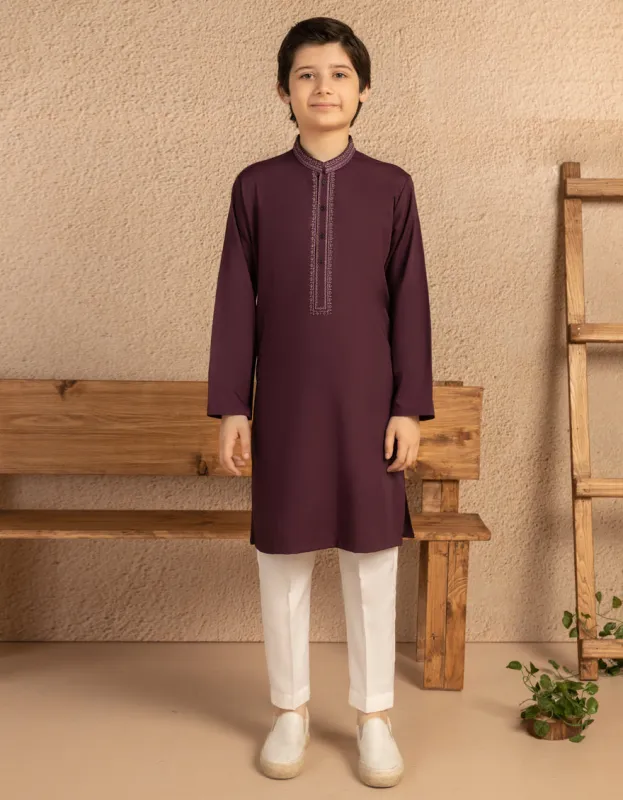 VIOLET BLENDED KURTA | JCK-A-39291/S25/JJ9954-FL sold by Junaid Jamshed