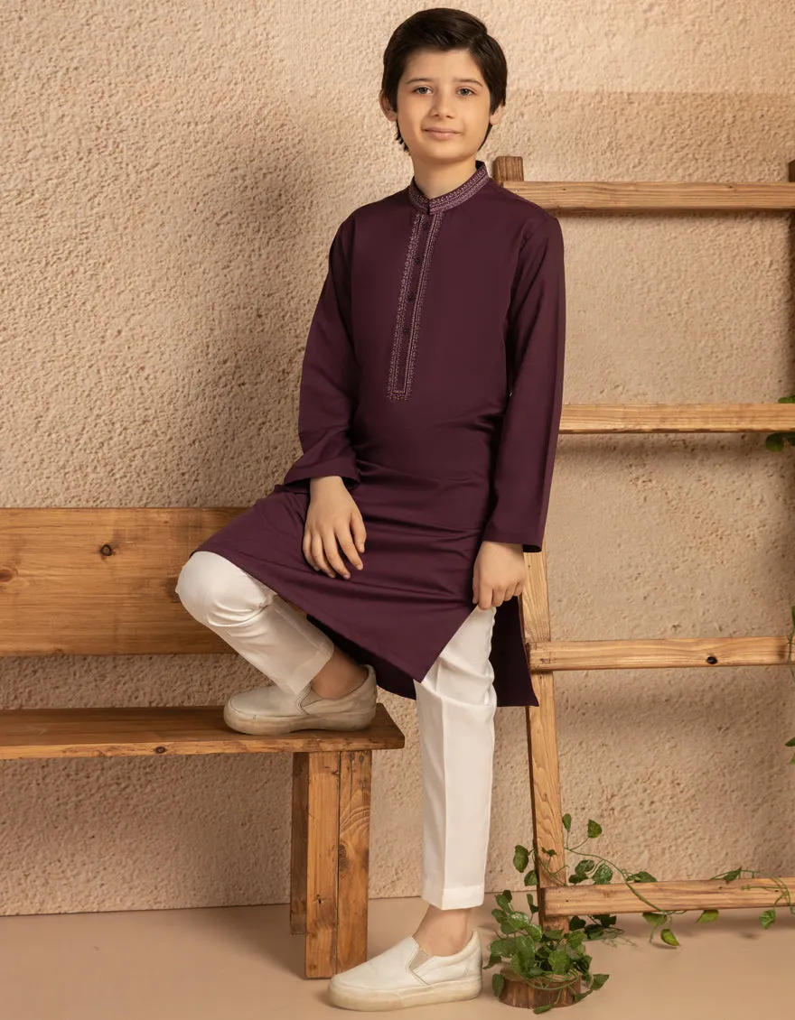 VIOLET BLENDED KURTA | JCK-A-39291/S25/JJ9954-FL sold by Junaid Jamshed product image thumbnail 2