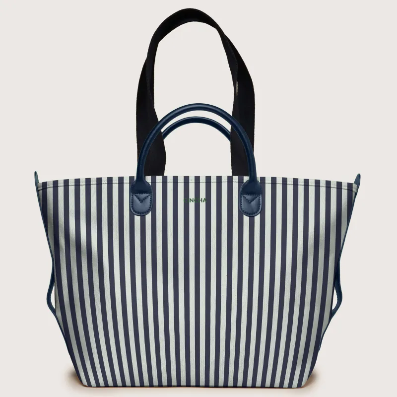 The Canvas Go-Tote - Navy Stripe sold by Cincha Travel