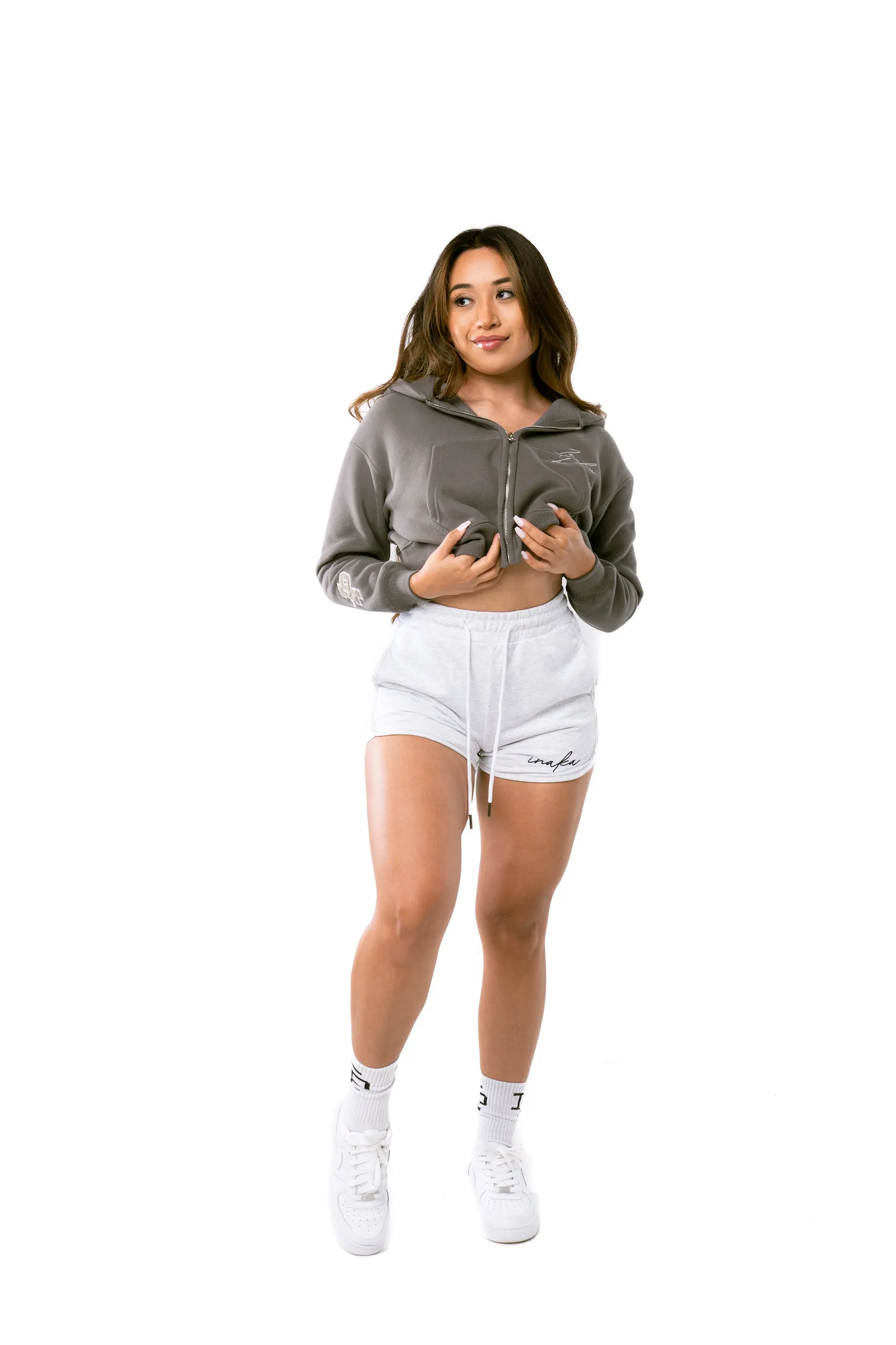 WOMEN'S COTTON SHORTS - SNOW GREY sold by Inaka power product image thumbnail 2