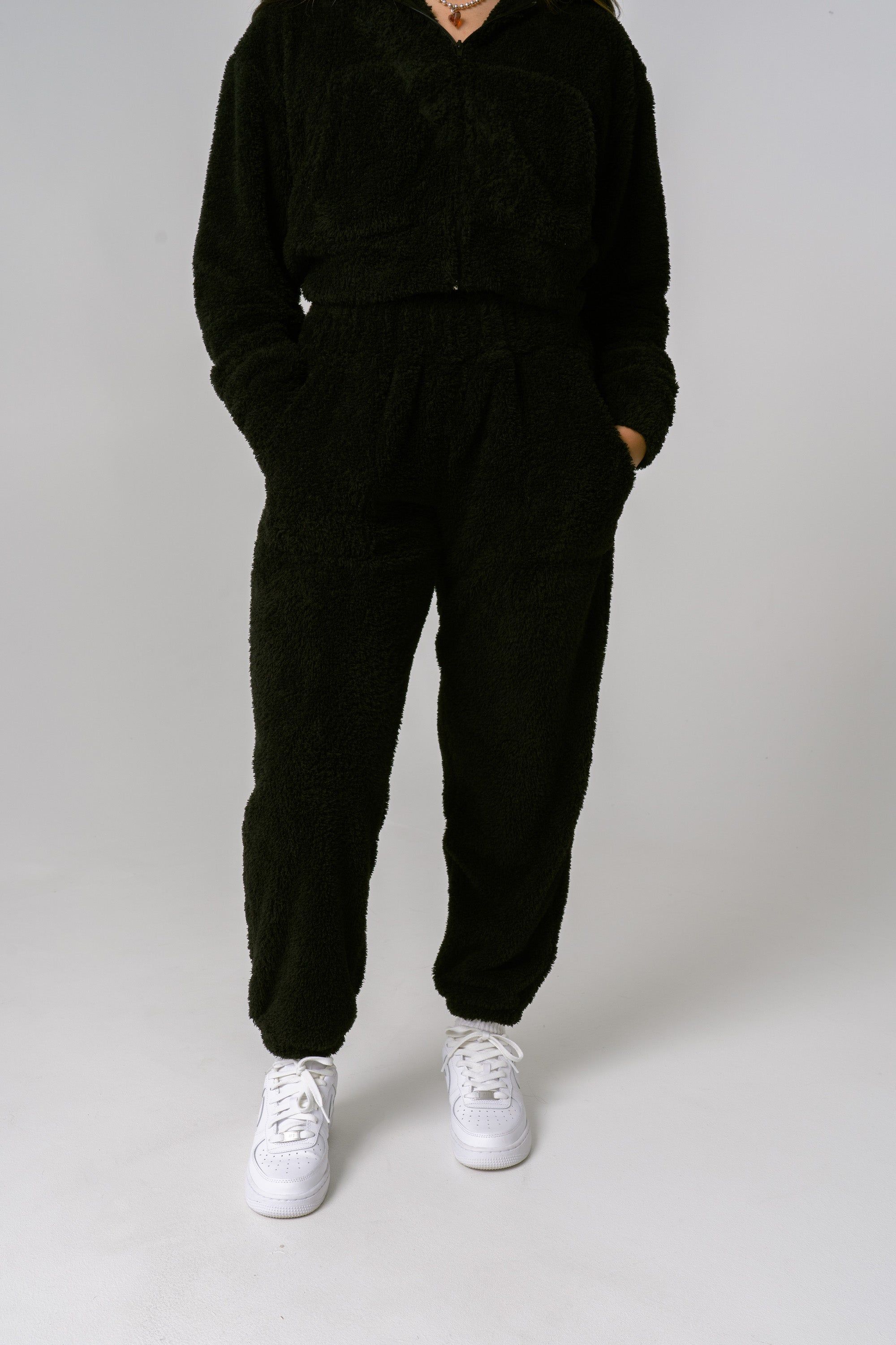 High Waisted Teddy Fleece Pants - Black sold by Inaka power