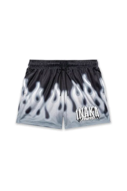 WHITE FLAME MESH SHORTS sold by Inaka power