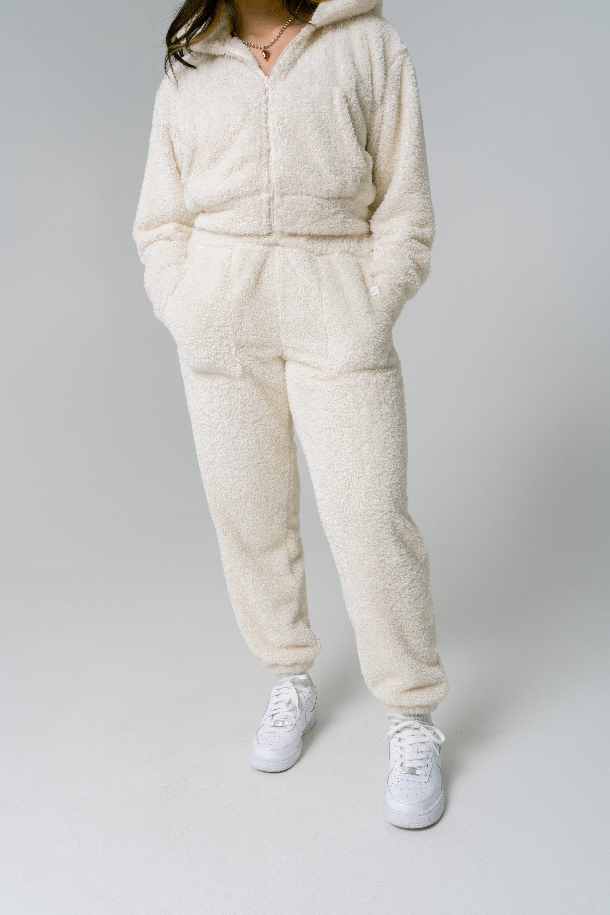 High Waisted Teddy Fleece Pants - Cream sold by Inaka power product image thumbnail 2