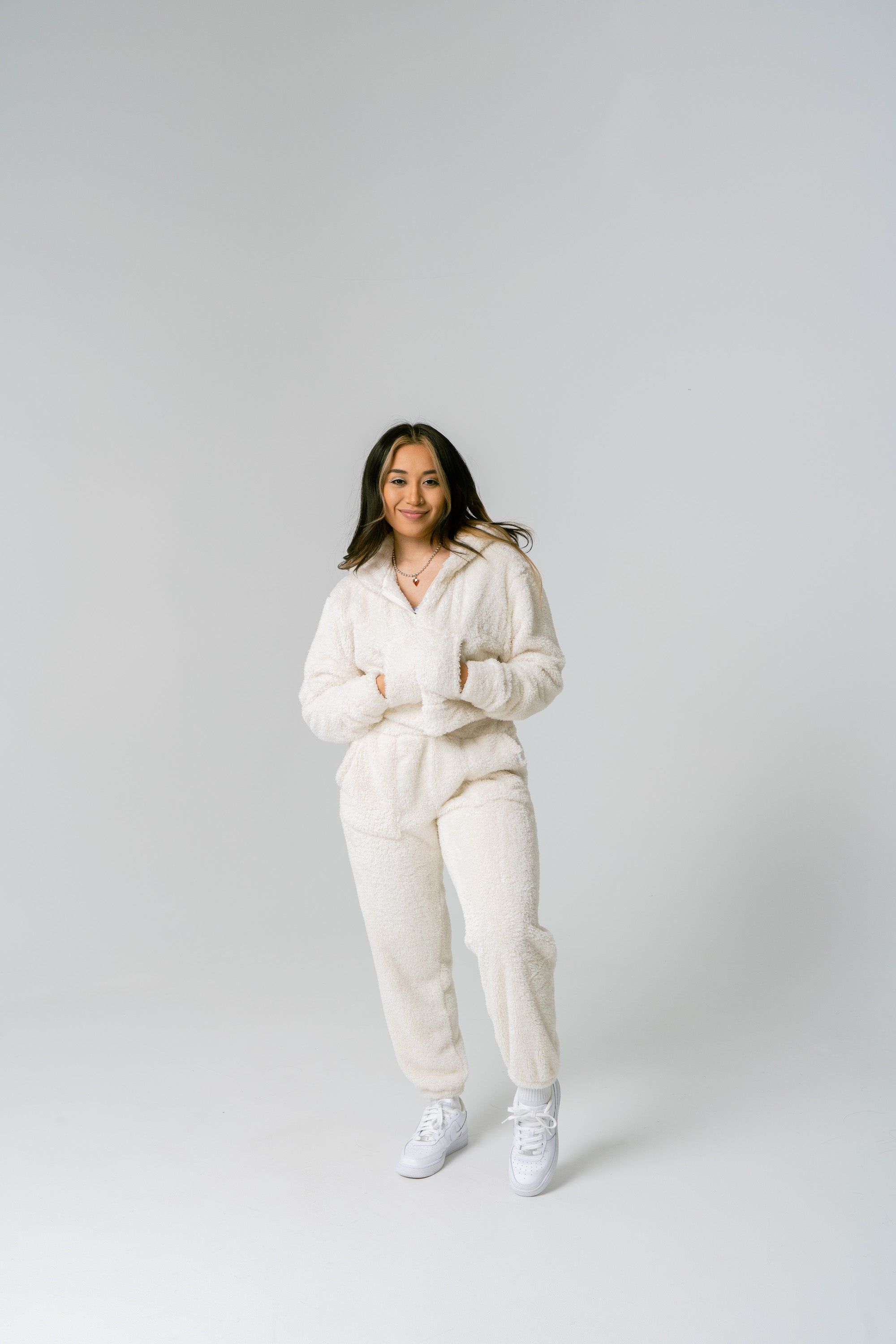 High Waisted Teddy Fleece Pants - Cream sold by Inaka power product image thumbnail 4