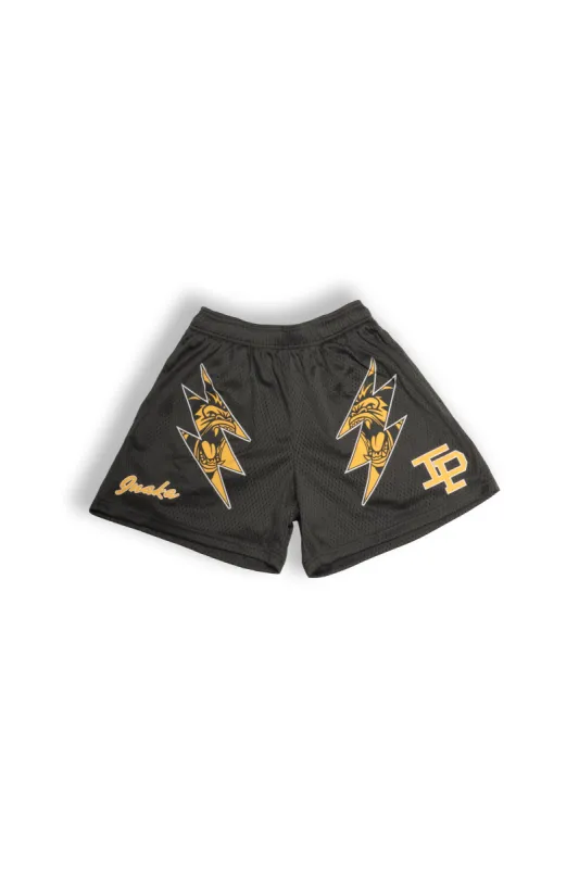 Graphic Mesh Shorts - Charcoal/Yellow sold by Inaka power