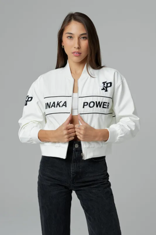 WOMEN'S CROPPED BOMBER - IVORY sold by Inaka power