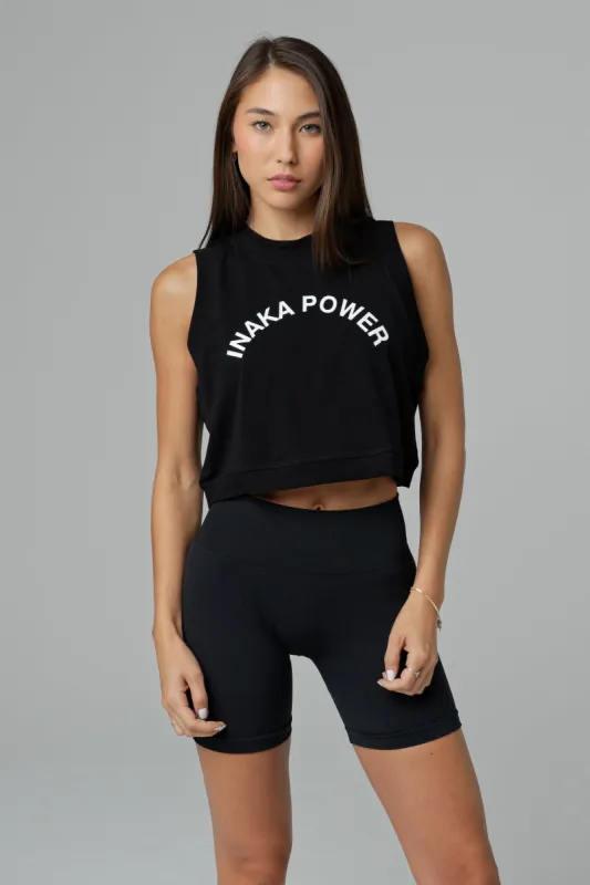 WOMEN'S WORDMARK CROPPED TANK - BLACK sold by Inaka power