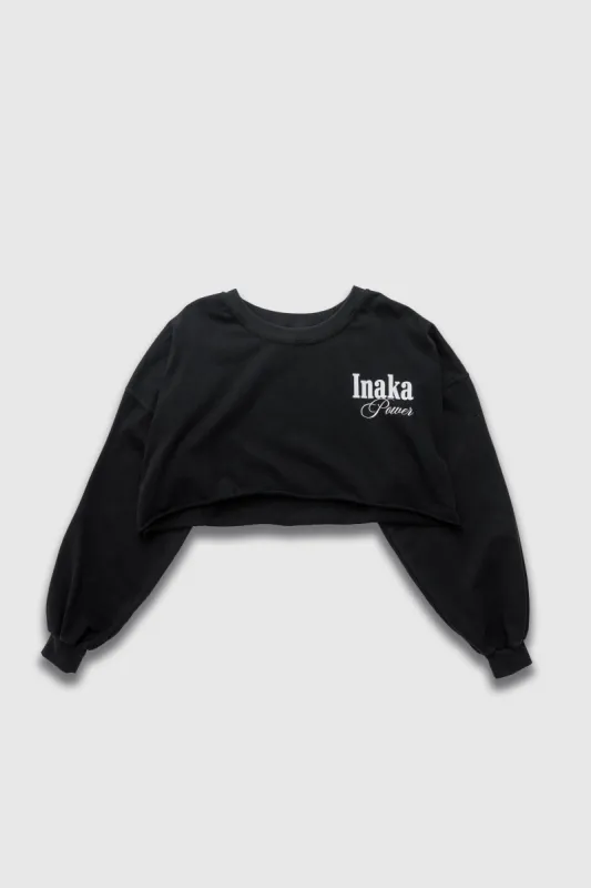 WOMENS CROPPED LONG SLEEVE - VINTAGE BLACK made by Inaka power