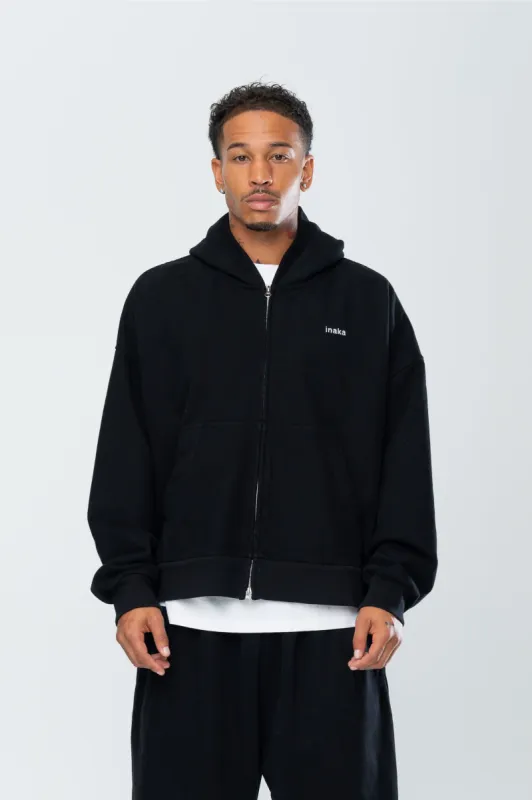 BASICS DOUBLE ZIP HOODIE - BLACK sold by Inaka power