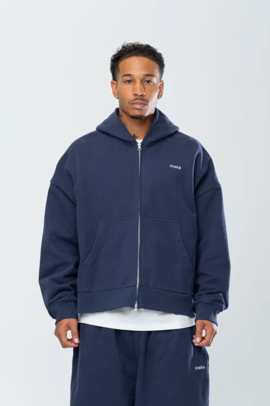 BASICS DOUBLE ZIP HOODIE - MIDNIGHT NAVY sold by Inaka power