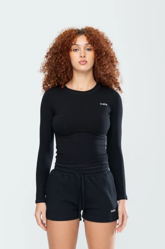 BASICS RIBBED LS - BLACK sold by Inaka power