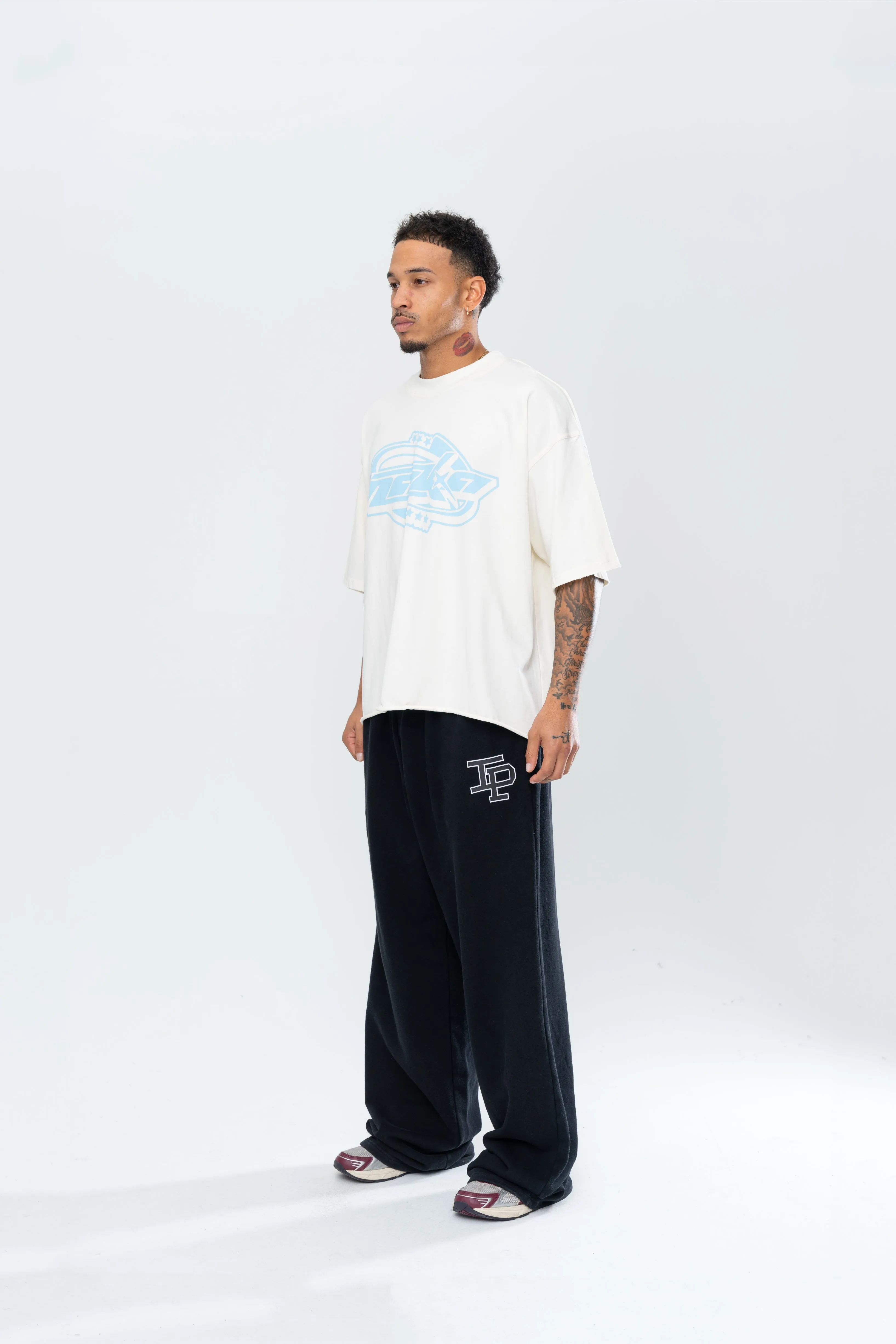 CYBERISTIX CROPPED TEE - CREAM/BLUE sold by Inaka power product image thumbnail 3