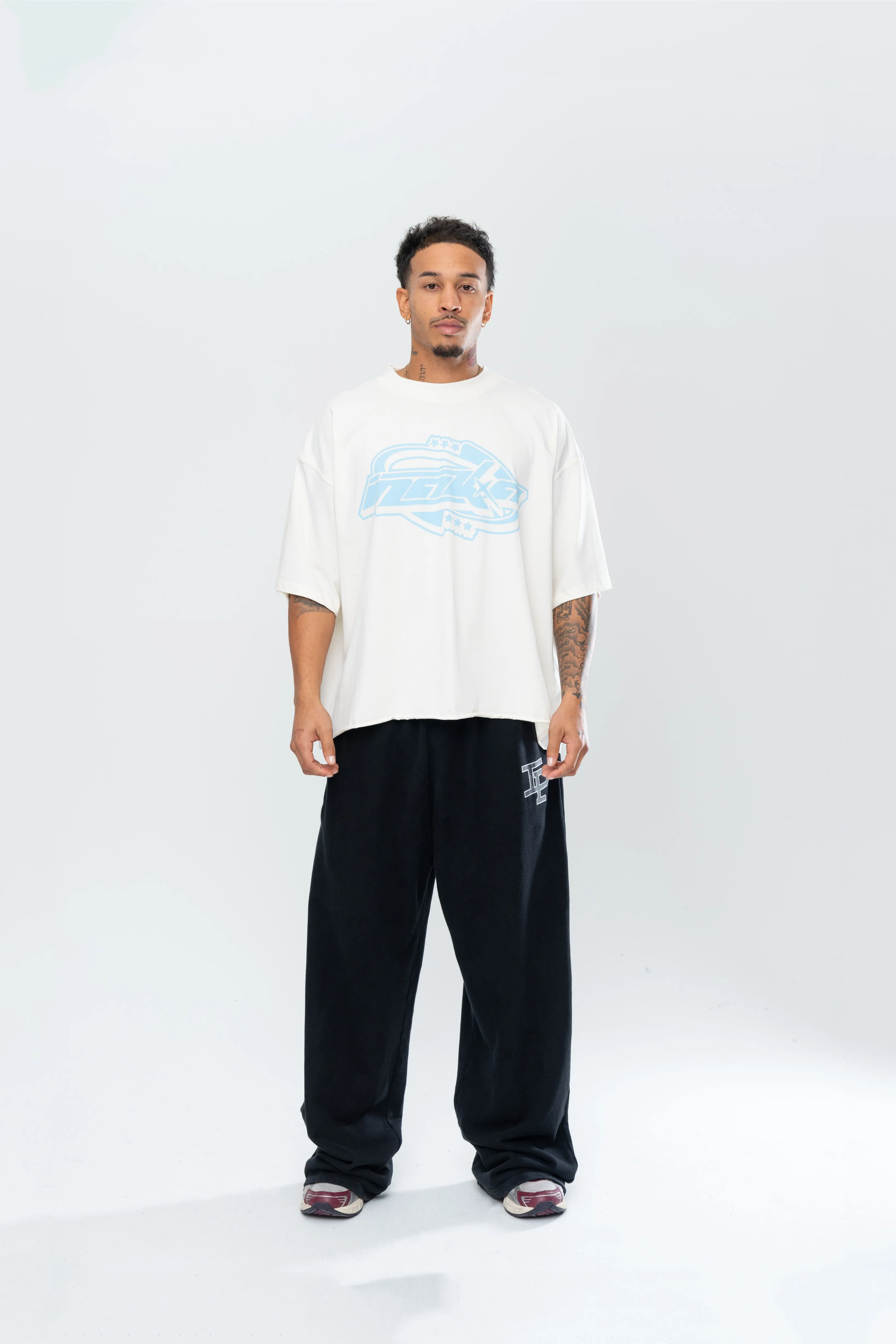 CYBERISTIX CROPPED TEE - CREAM/BLUE sold by Inaka power product image thumbnail 2