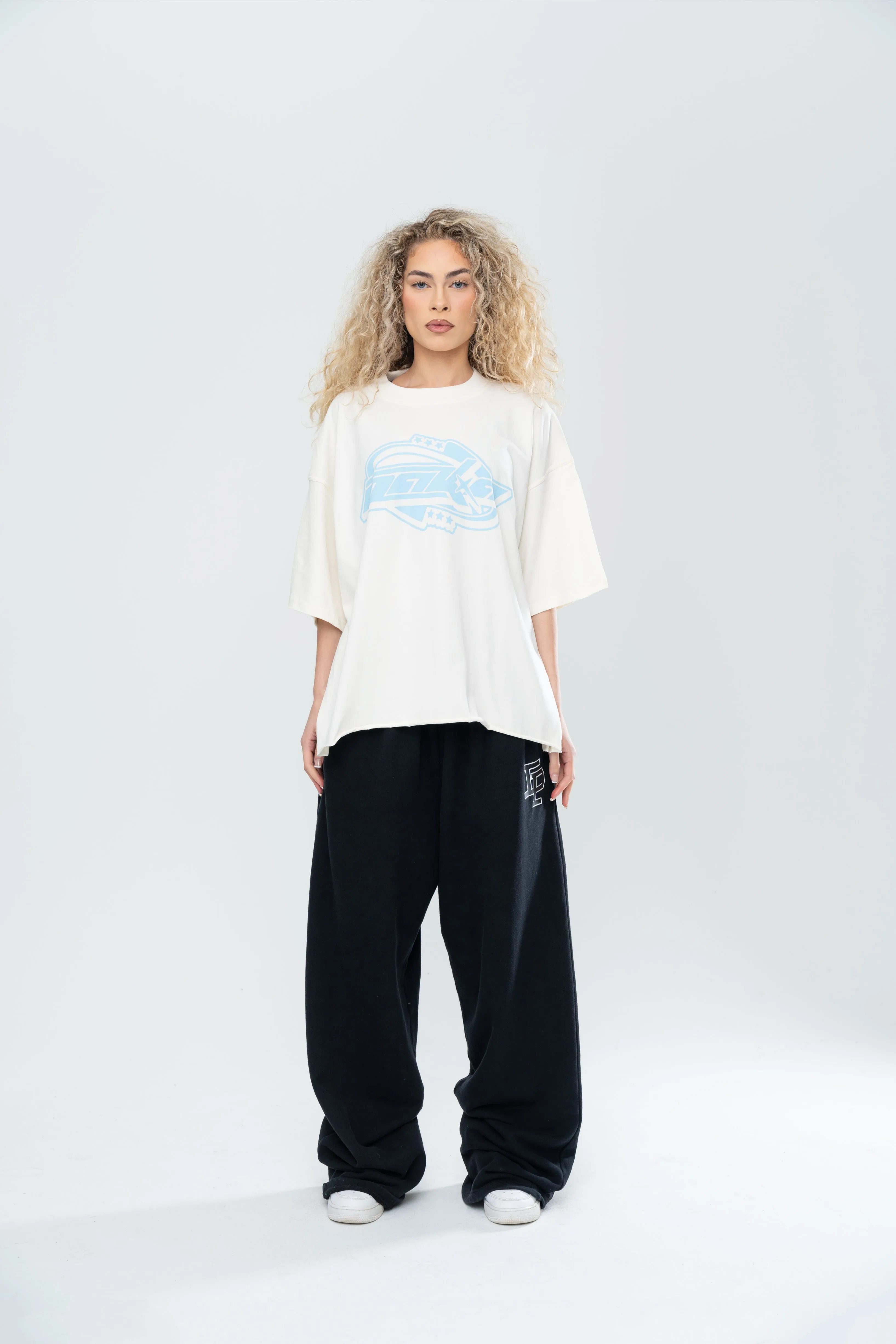 CYBERISTIX CROPPED TEE - CREAM/BLUE sold by Inaka power product image thumbnail 5