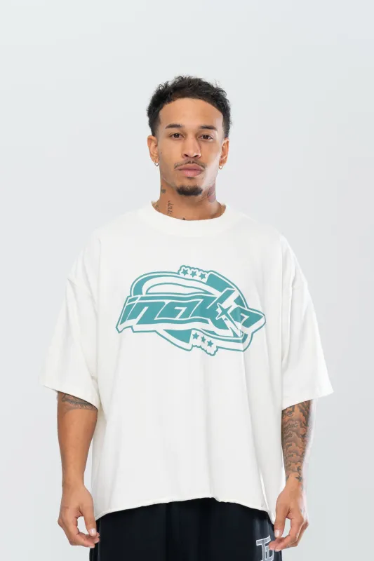 CYBERISTIX CROPPED TEE - CREAM/GREEN sold by Inaka power