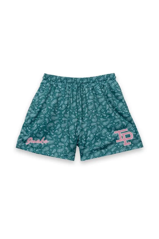 CLASSIC PAISLEY MESH SHORTS - GREEN made by Inaka power