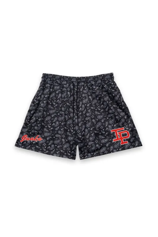 CLASSIC PAISLEY MESH SHORTS - BLACK sold by Inaka power
