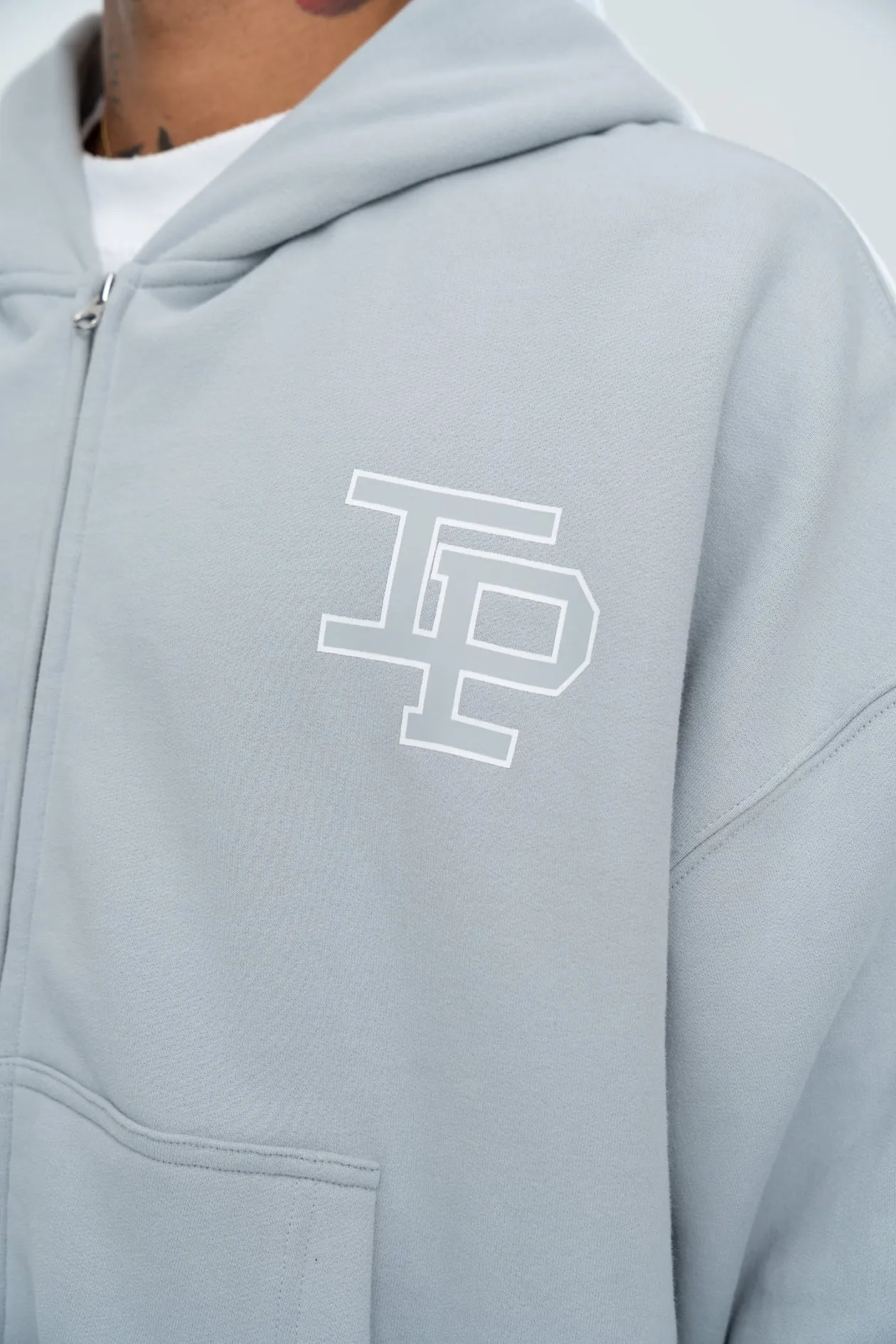 CLASSIC DOUBLE ZIP HOODIE - GREY sold by Inaka power product image thumbnail 4