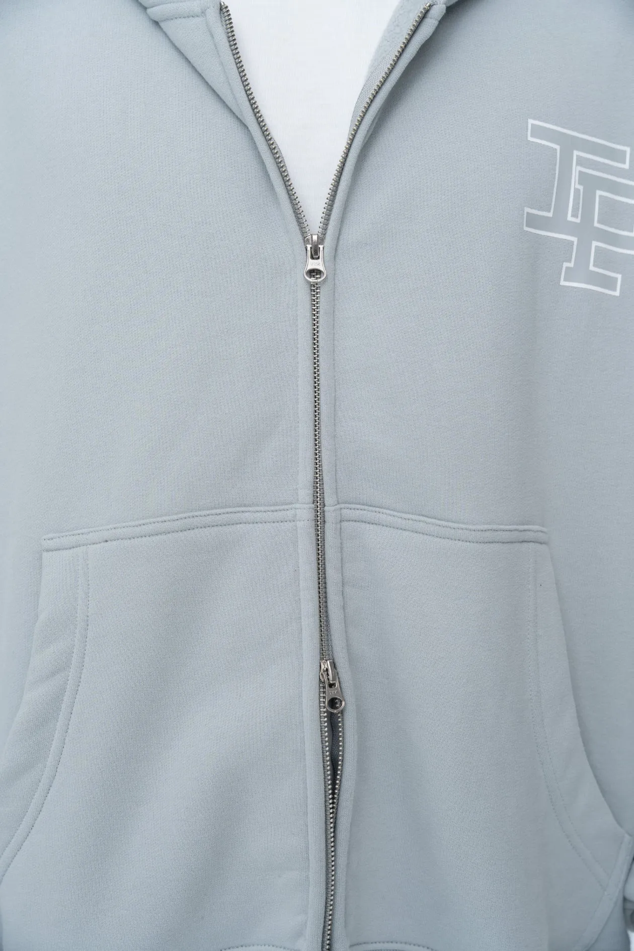 CLASSIC DOUBLE ZIP HOODIE - GREY sold by Inaka power product image thumbnail 5