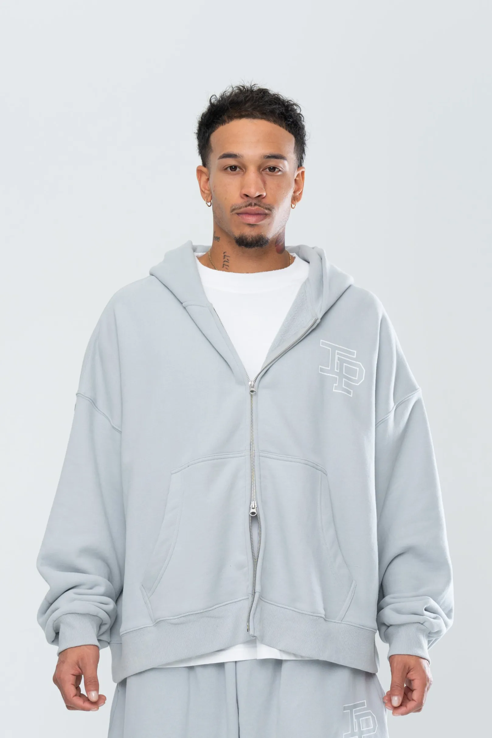 CLASSIC DOUBLE ZIP HOODIE - GREY sold by Inaka power
