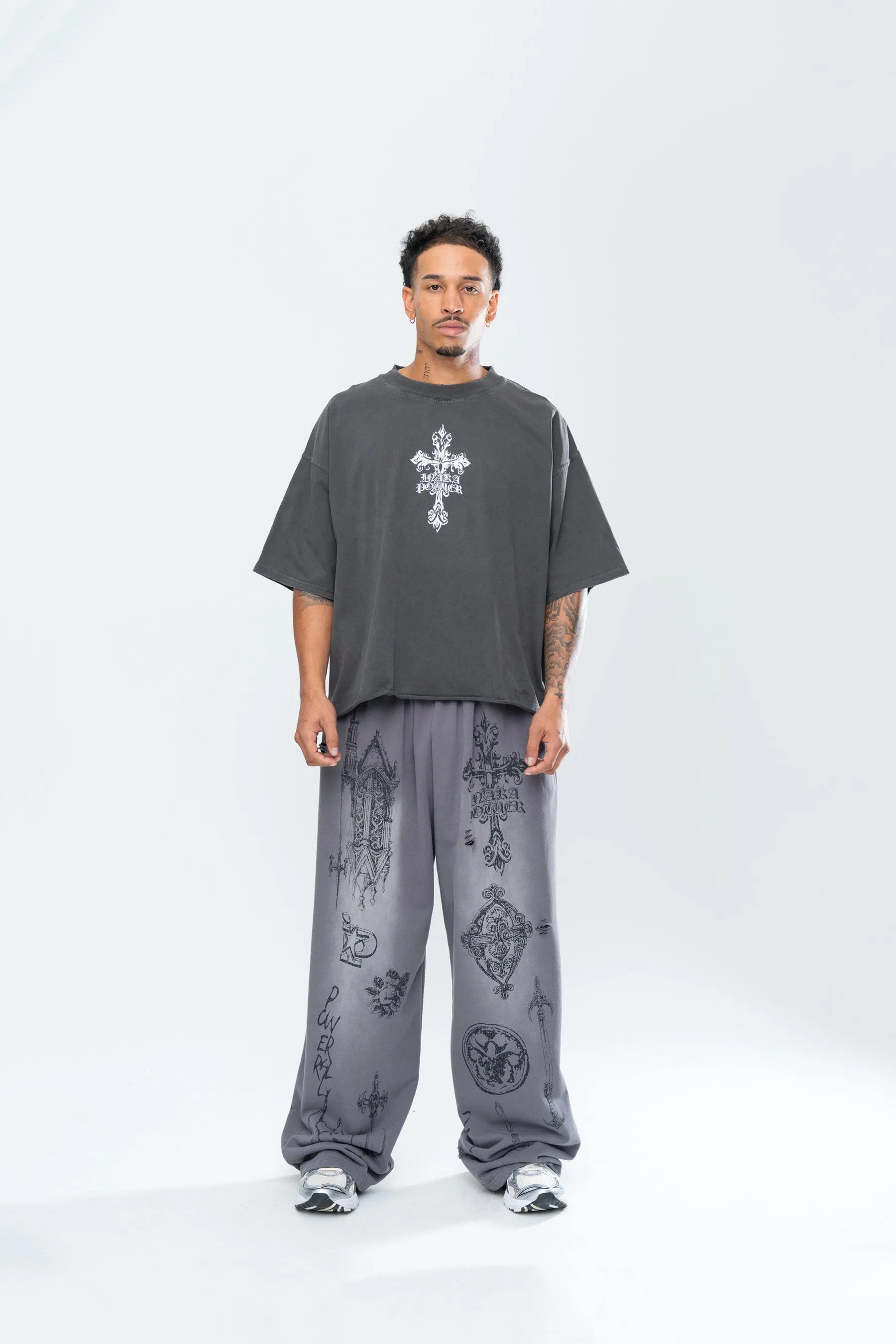 CRUCIFIX CROPPED TEE - VINTAGE BLACK sold by Inaka power product image thumbnail 2