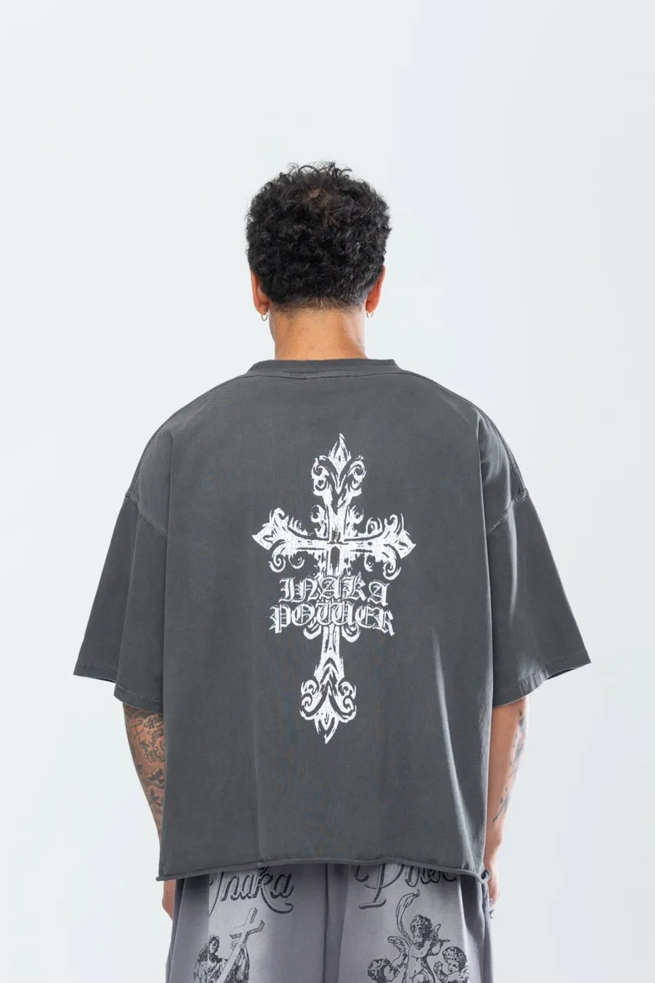 CRUCIFIX CROPPED TEE - VINTAGE BLACK sold by Inaka power product image thumbnail 5