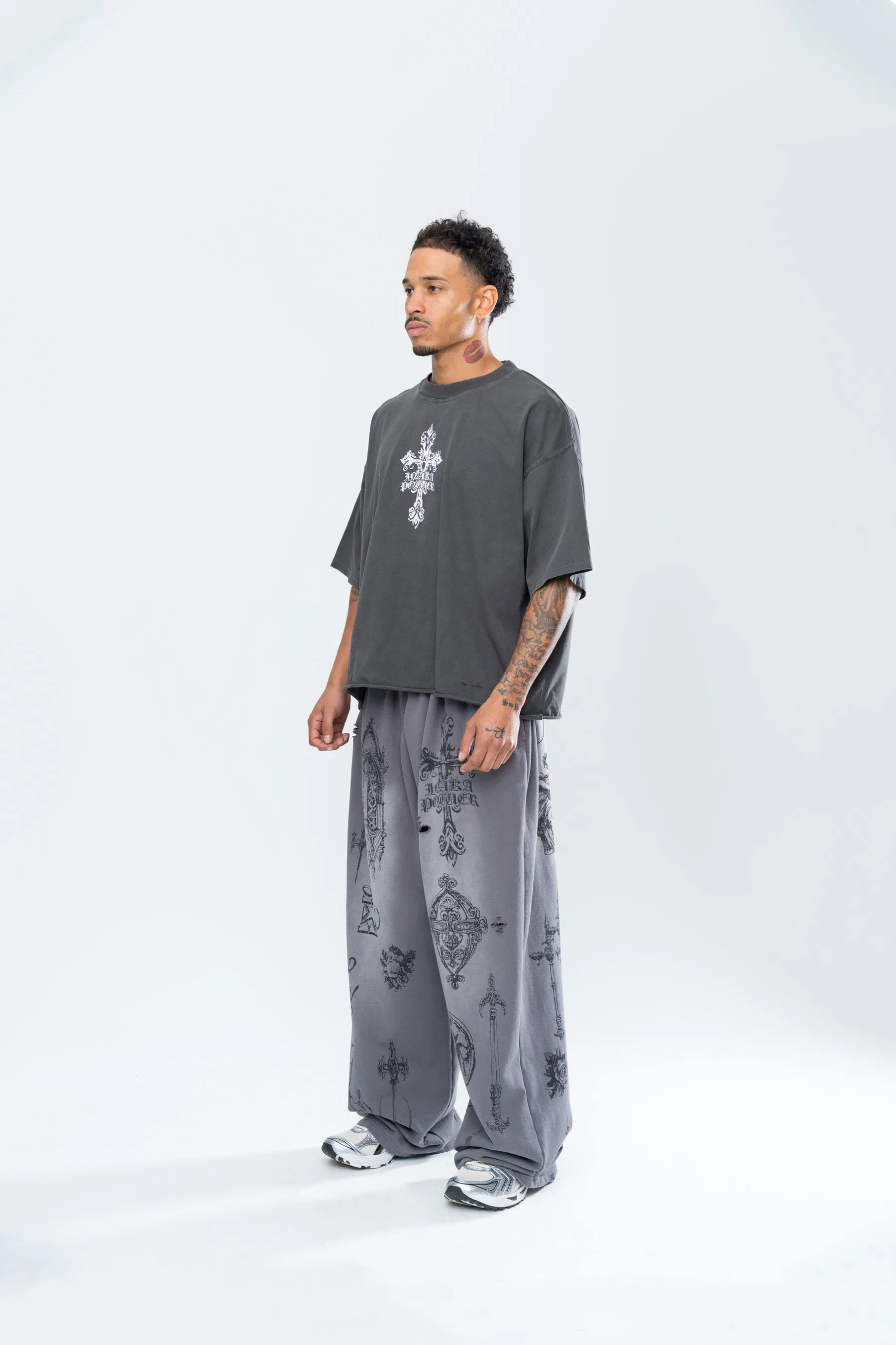 CRUCIFIX CROPPED TEE - VINTAGE BLACK sold by Inaka power product image thumbnail 3